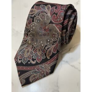 Vintage Christian Dior Paisley Italian Silk Neck Tie Black Made in USA 59 x 3.5